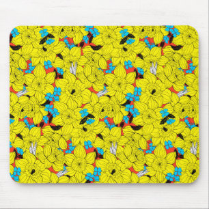 Daffodils spring floral pattern mouse pad