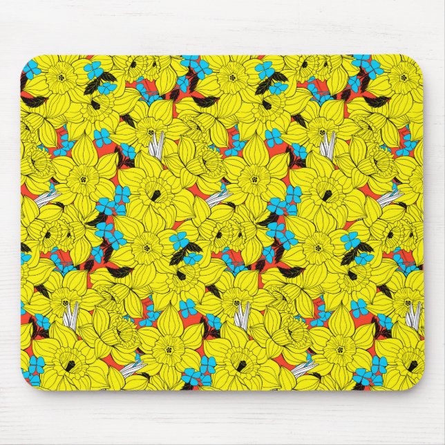 Daffodils spring floral pattern mouse pad (Front)