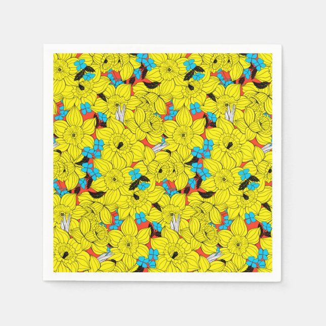 Daffodils spring floral pattern napkin (Front)