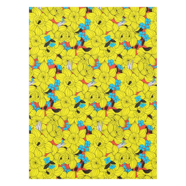 Daffodils spring floral pattern tablecloth (Front)