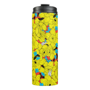 Daffodils spring floral pattern thermal tumbler