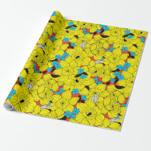 Daffodils spring floral pattern wrapping paper
