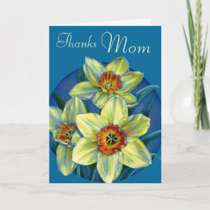 Daffodils "Thanks Mum" yellow & blue mothers card