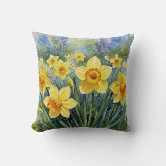 Daffodils, Tulips, Hyacinths, Butterflies Pillow
