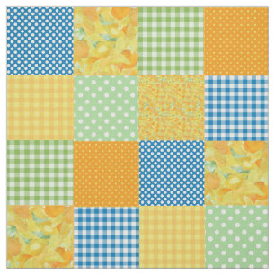 Daffy-down-Dillies Faux Patchwork Pattern Fabric
