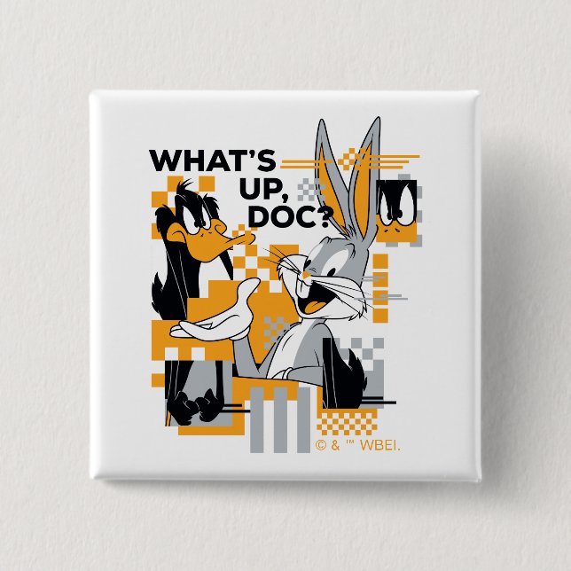 DAFFY DUCK™ & BUGS BUNNY™ Glitch 15 Cm Square Badge (Front)
