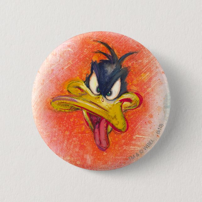 DAFFY DUCK™ in Orange 6 Cm Round Badge (Front)