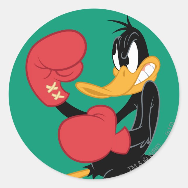 DAFFY DUCK™ the Boxer Classic Round Sticker (Front)