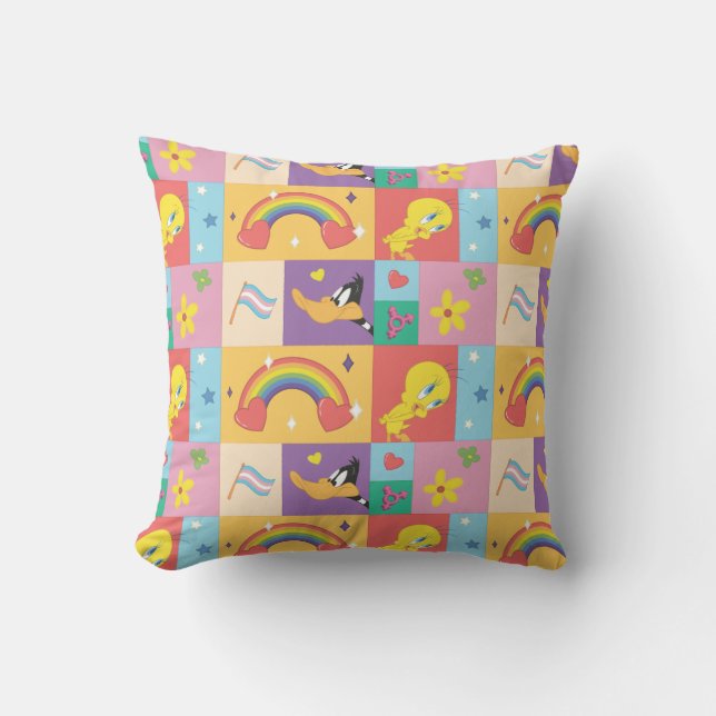 DAFFY DUCK™ & TWEETY™ - Pride Pattern Cushion (Front)