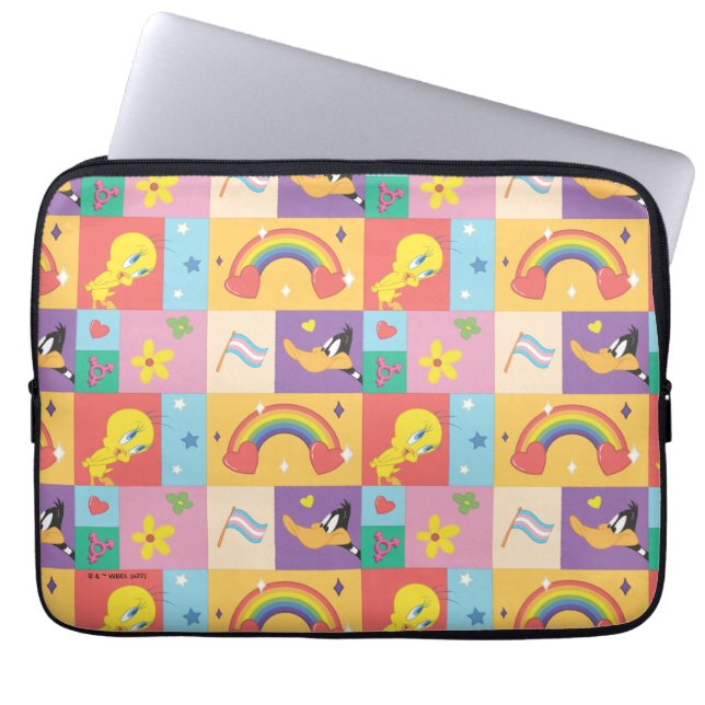 DAFFY DUCK™ & TWEETY™ - Pride Pattern Laptop Sleeve (Front)