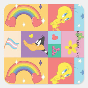 DAFFY DUCK™ & TWEETY™ - Pride Pattern Square Sticker