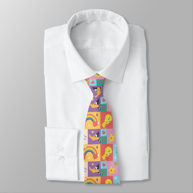 DAFFY DUCK™ & TWEETY™ - Pride Pattern Tie (Tied)