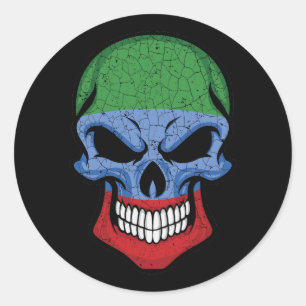 Dagestan Smiling Skull Flag  Classic Round Sticker