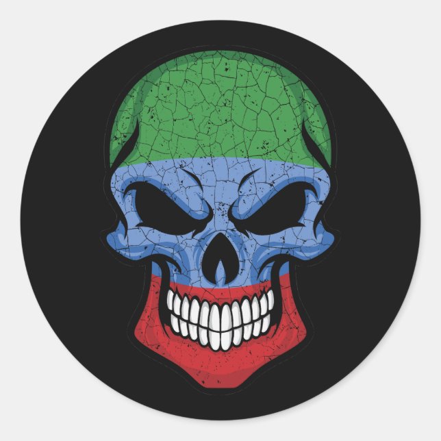 Dagestan Smiling Skull Flag  Classic Round Sticker (Front)