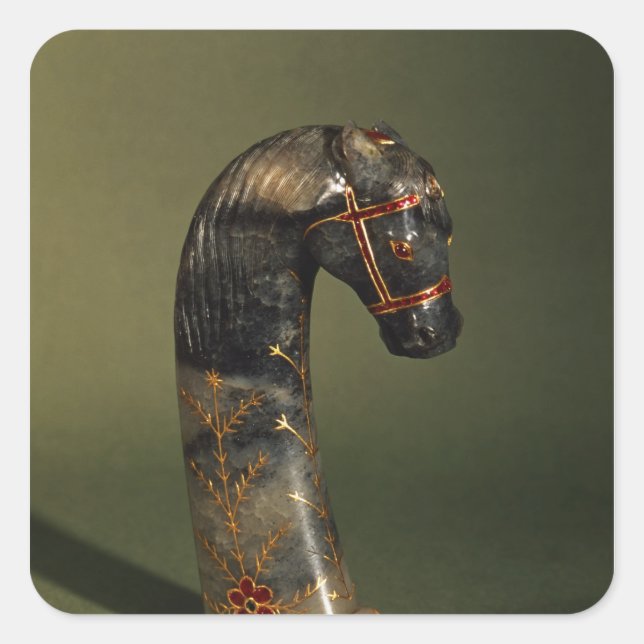 Dagger handle in the form of a horse's head square sticker (Front)