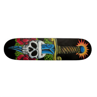 Dagger, Skull, and Roses Skateboard