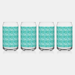 dahila grace floral pattern can glass