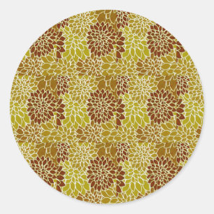dahila grace floral pattern classic round sticker