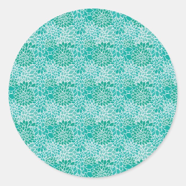 dahila grace floral pattern classic round sticker (Front)