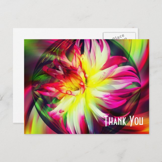 Dahlia Abstract Floral Thank You Postcard (Front/Back)