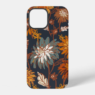Dahlia and chrysanthemums bold seamless pattern, a iPhone 12 case