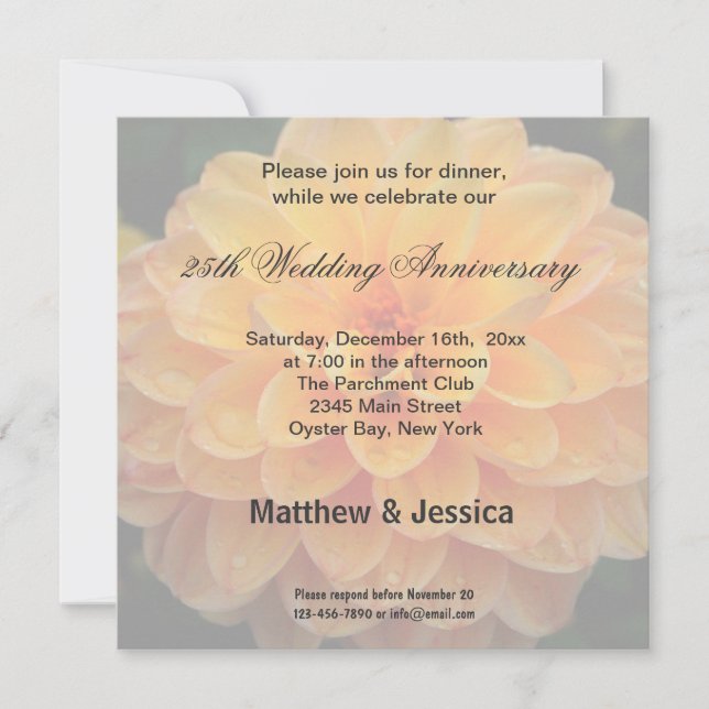 Dahlia Anniversary Invitation (Front)