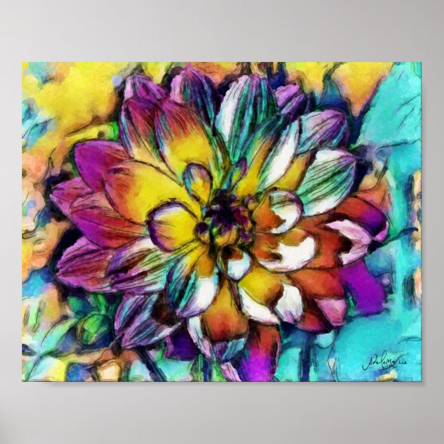 Dahlia Aquarelle Poster 8x10 (Front)
