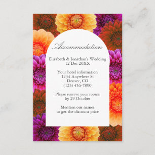 Dahlia Autumn Floral Wedding Accommodation Enclosure Card