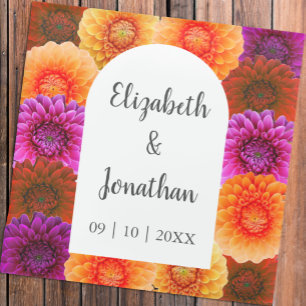Dahlia Autumn Floral Wedding Glass Coaster