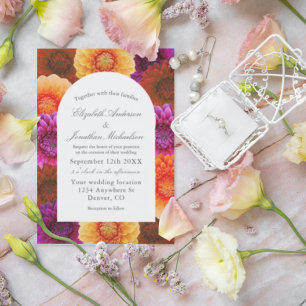 Dahlia Autumn Floral Wedding Invitation