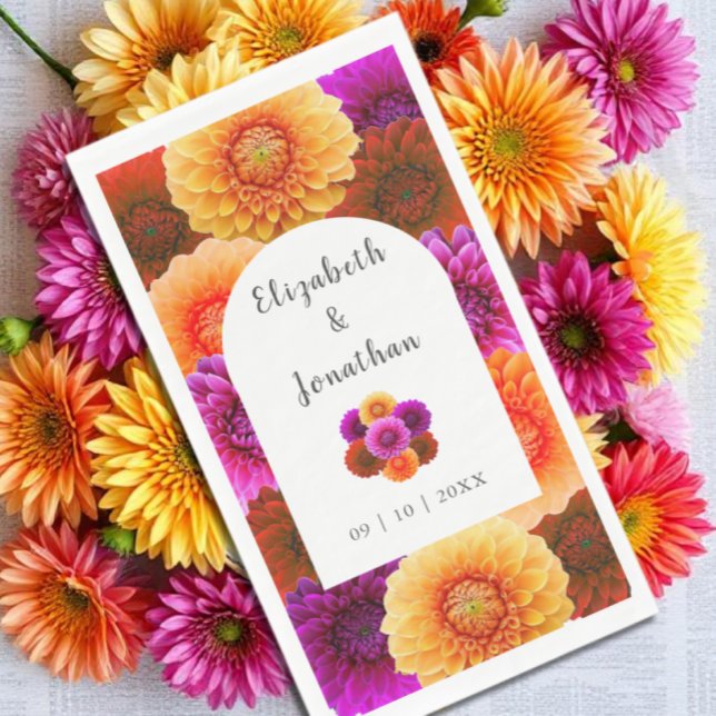 Dahlia Autumn Floral Wedding Napkin (Creator Uploaded)