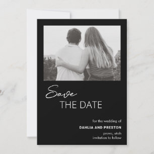 Dahlia Black Contemporary Modern Wedding Save The Date