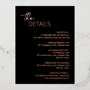 Dahlia Black Modern Wedding Enclosure Card