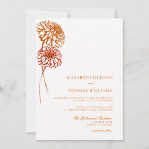 Dahlia Bold Floral Art Sketch Modern Fall Wedding Invitation