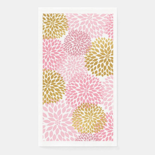 Dahlia Bouquet - pink gold Paper Guest Towels Napkin (Front)
