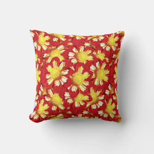 Dahlia bouquet - red and white with yellow cushion