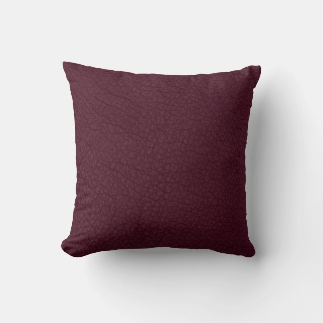 Dahlia Burgundy Faux Leather Winter colours Cushion (Front)