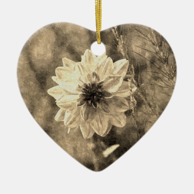 Dahlia Ceramic Tree Decoration (Front)