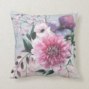Dahlia Cool Colours Garden Throw Pillow