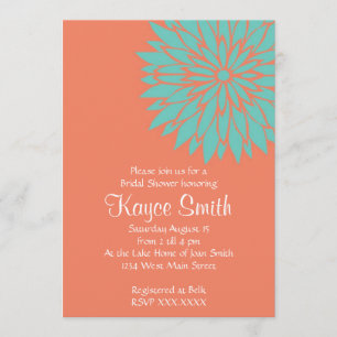Dahlia Coral Flower Invitation