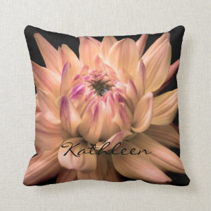 Dahlia Corona Flower Custom Name Cushion