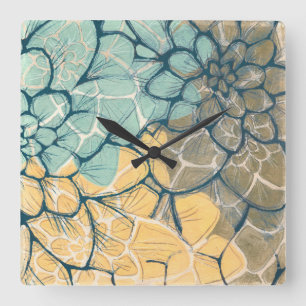 Dahlia Dance I Square Wall Clock