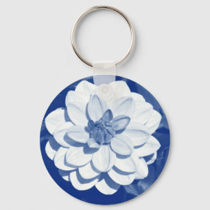 Dahlia - Digital Cyanotype Key Ring