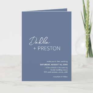 Dahlia Dusty Blue Contemporary Modern Wedding Invitation