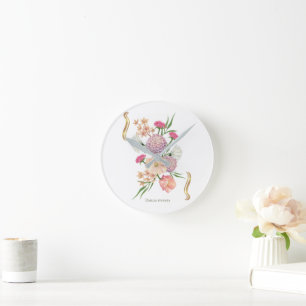 Dahlia Floral Design – Elegant Round Clock