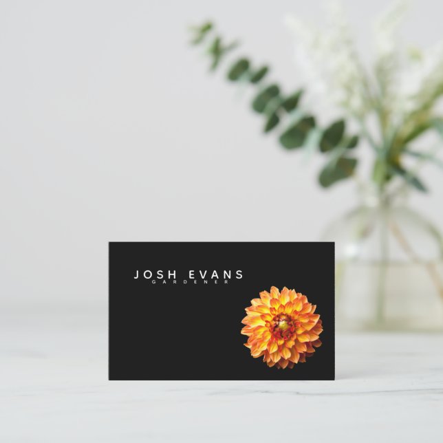 Dahlia Floral Minimalist Oceania Business Card (Standing Front)
