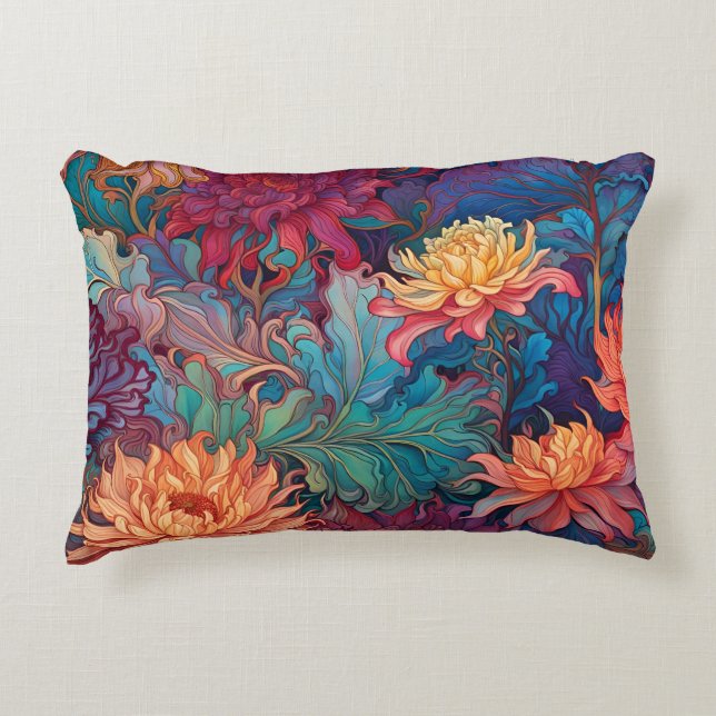 Dahlia Floral Tapestry Decorative Cushion (Front)
