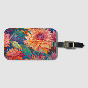 Dahlia Floral Tapestry Luggage Tag
