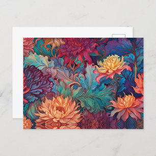 Dahlia Floral Tapestry Postcard