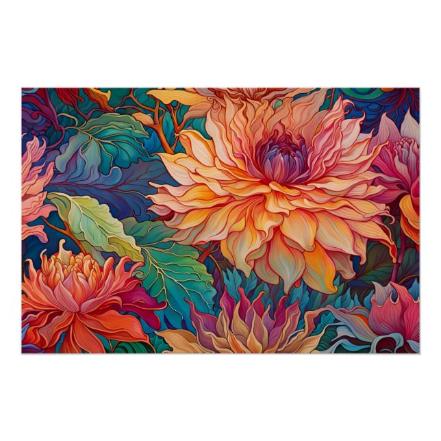 Dahlia Floral Tapestry Poster (Front)